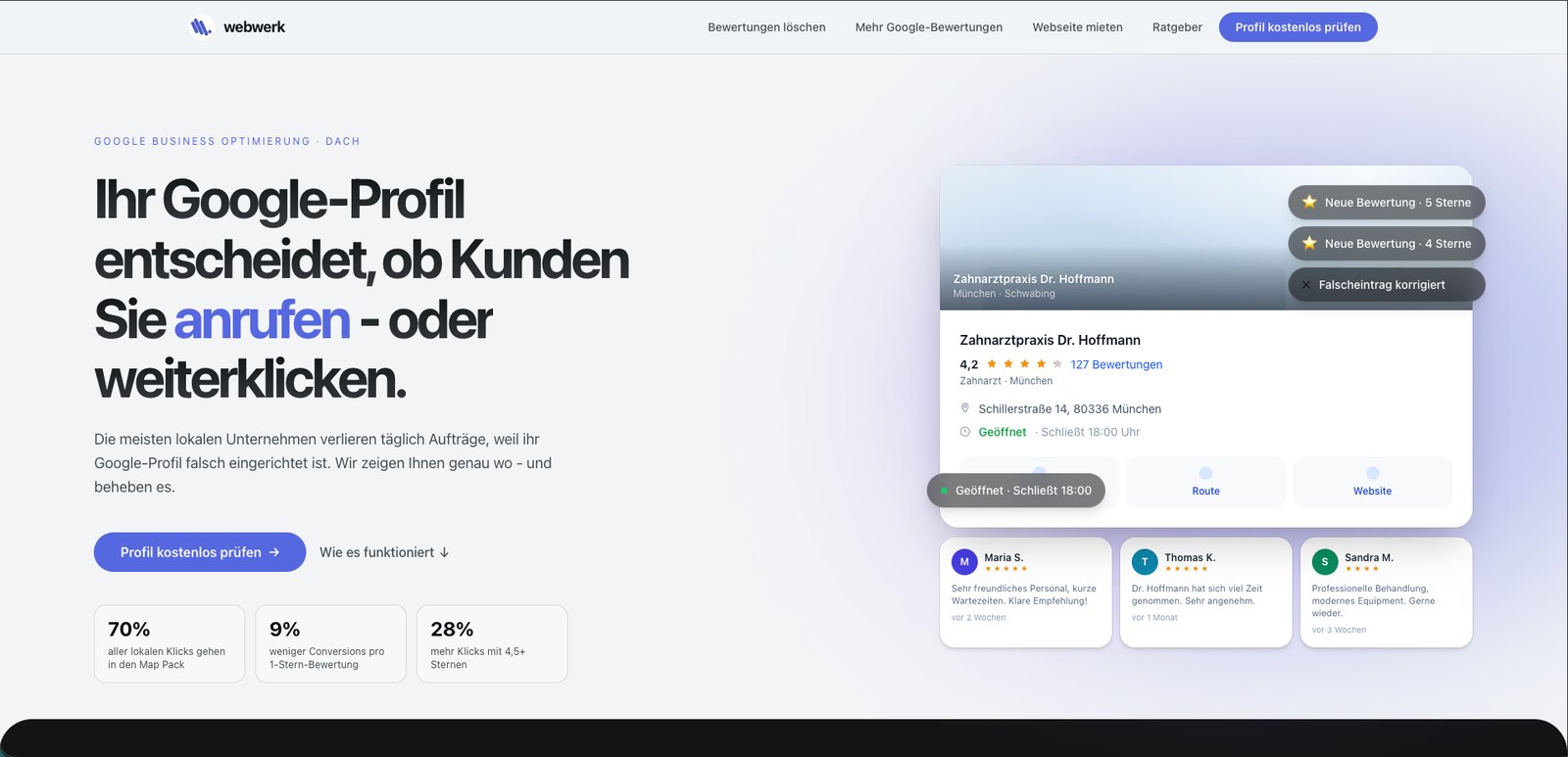 Startseite von Webwerk, gebaut von teho